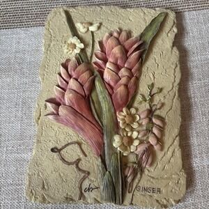 Cheri Blum 3D Floral Resin Wall Plaque Ginger 6.25" x‎ 4.25" Wall Hanging